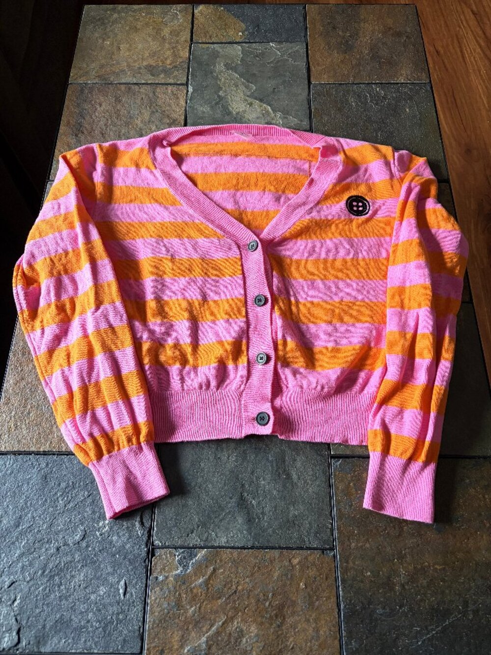 Spirit Halloween Coraline cardigan sweater pink orange striped 2024 Laika size L - Picture 1 of 10